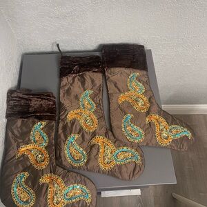 Brown Paisley Christmas Stockings